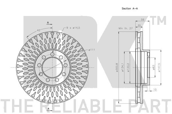 Bromsskiva Ventilerad, Framaxel Nk 202361 NK