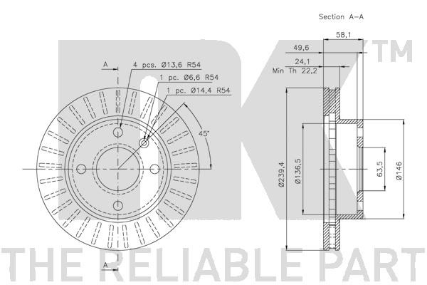 Bromsskiva Ventilerad, Framaxel Nk 202514 NK