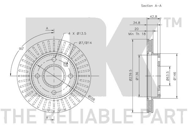 Bromsskiva Ventilerad, Framaxel Nk 202528 NK