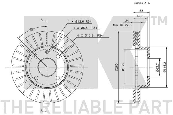 Bromsskiva Ventilerad, Framaxel Nk 202529 NK