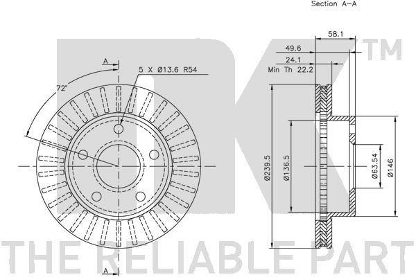 Bromsskiva Ventilerad, Framaxel Nk 202530 NK