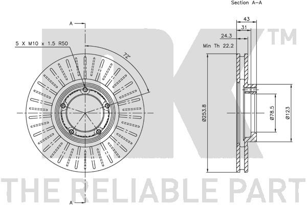 Bromsskiva Ventilerad, Framaxel Nk 202531 NK