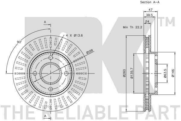 Bromsskiva Ventilerad, Framaxel Nk 202533 NK