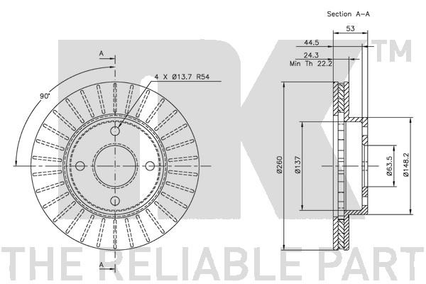 Bromsskiva Ventilerad, Framaxel Nk 202537 NK