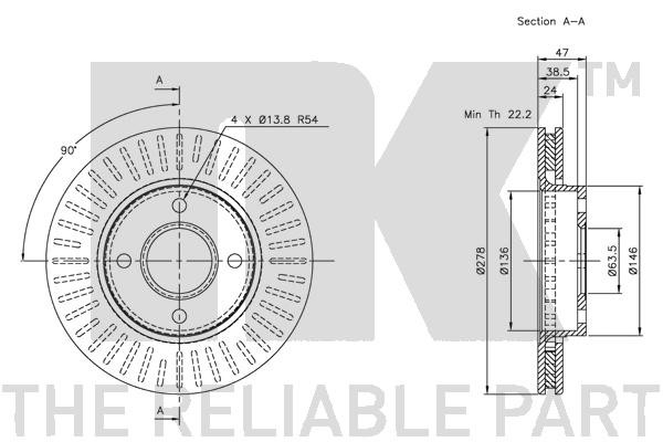 Bromsskiva Ventilerad, Framaxel Nk 202542 NK