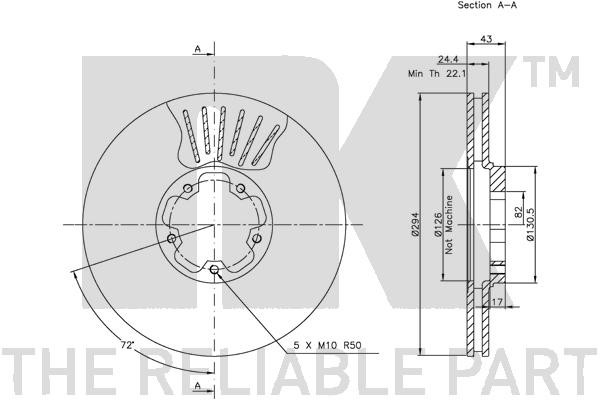 Bromsskiva Ventilerad, Framaxel Nk 202544 NK