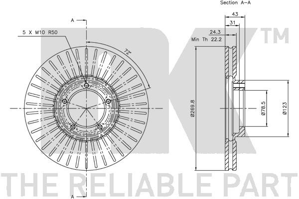 Bromsskiva Ventilerad, Framaxel Nk 202548 NK