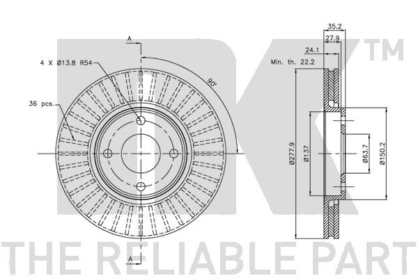Bromsskiva Ventilerad, Framaxel Nk 202553 NK Bromsskiva Ventilerad, Framaxel Nk 202553 NK