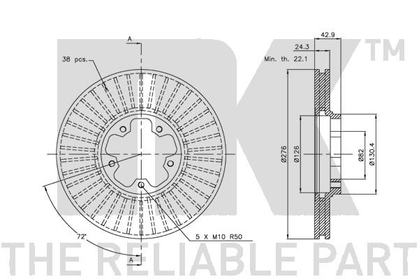 Bromsskiva Ventilerad, Framaxel Nk 202554 NK