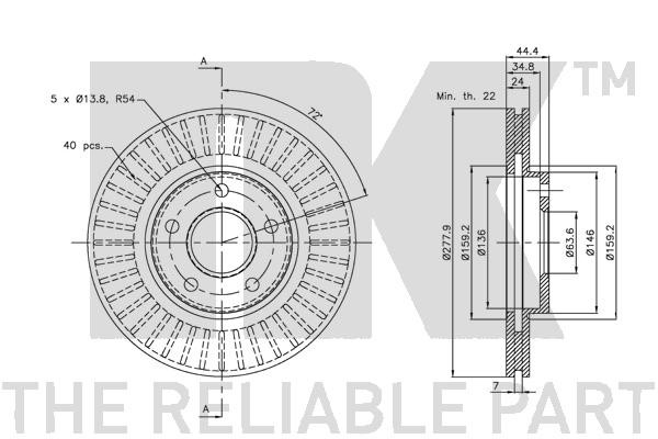 Bromsskiva Ventilerad, Framaxel Nk 202555 NK