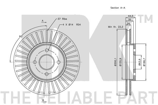 Bromsskiva Ventilerad, Framaxel Nk 202567 NK