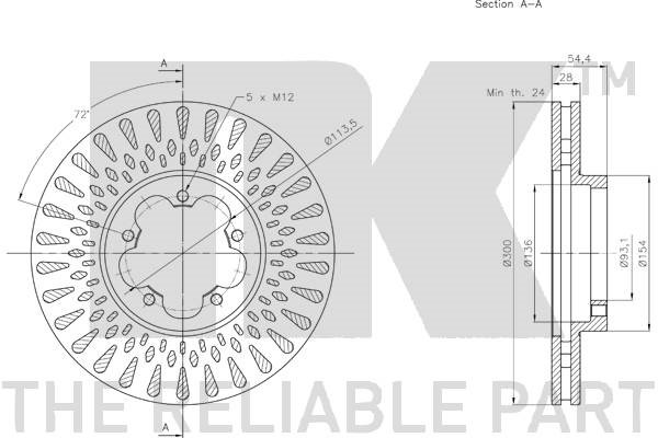Bromsskiva Ventilerad, Framaxel Nk 202587 NK