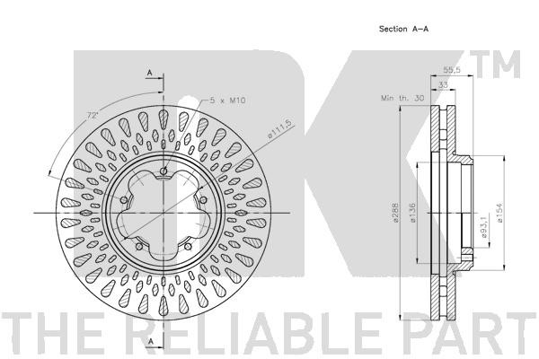 Bromsskiva Ventilerad, Framaxel Nk 202589 NK