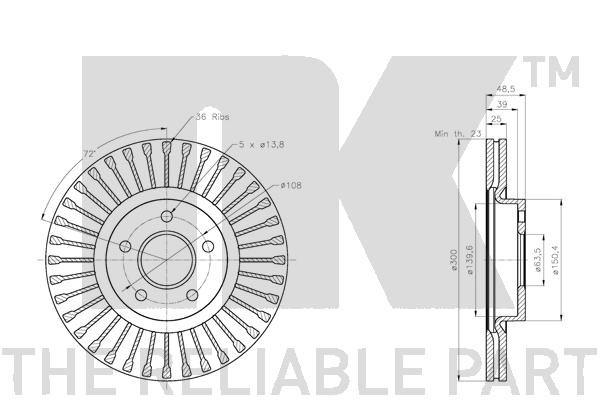 Bromsskiva Ventilerad, Framaxel Nk 202591 NK Bromsskiva Ventilerad, Framaxel Nk 202591 NK