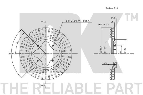 Bromsskiva Ventilerad, Framaxel Nk 202618 NK