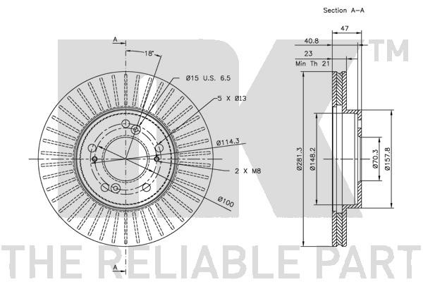 Bromsskiva Ventilerad, Framaxel Nk 202622 NK