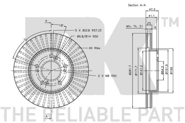 Bromsskiva Ventilerad, Framaxel Nk 202626 NK