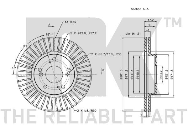 Bromsskiva Ventilerad, Framaxel Nk 202636 NK