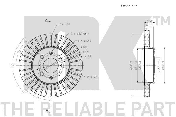 Bromsskiva Ventilerad, Framaxel Nk 202656 NK