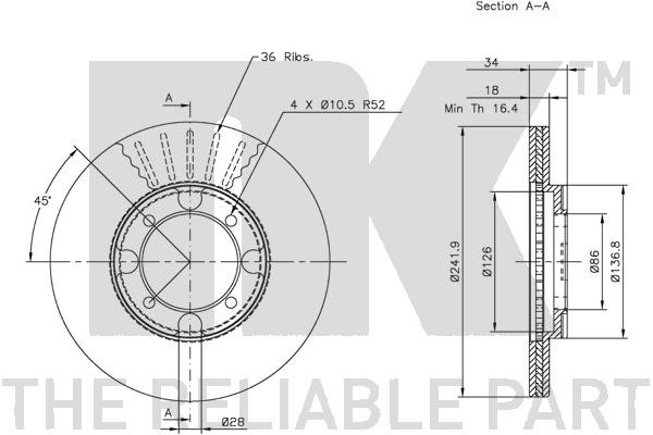 Bromsskiva Ventilerad, Framaxel Nk 203007 NK