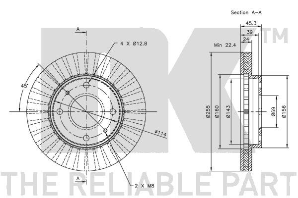 Bromsskiva Ventilerad, Framaxel Nk 203010 NK