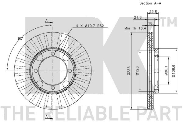 Bromsskiva Ventilerad, Framaxel Nk 203011 NK