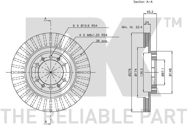 Bromsskiva Ventilerad, Framaxel Nk 203016 NK