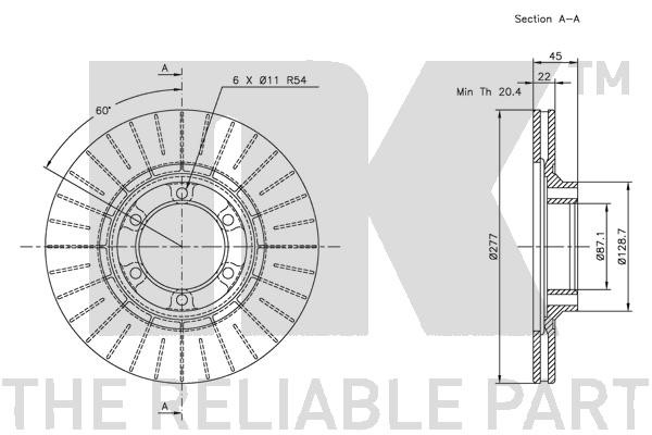 Bromsskiva Ventilerad, Framaxel Nk 203017 NK