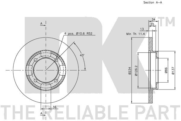 Bromsskiva Solid, Framaxel Nk 203020 NK