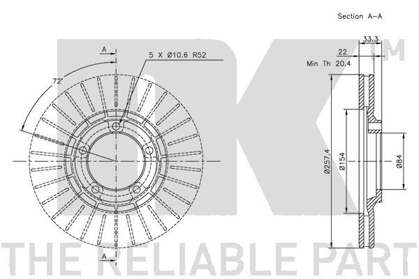 Bromsskiva Ventilerad, Framaxel Nk 203023 NK