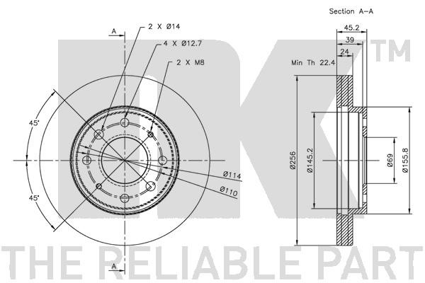 Bromsskiva Ventilerad, Framaxel Nk 203025 NK