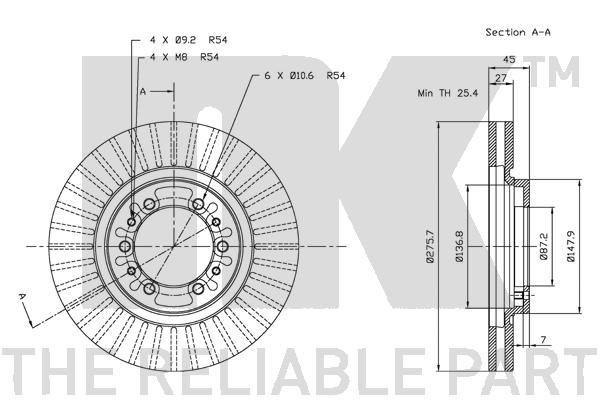 Bromsskiva Ventilerad, Framaxel Nk 203028 NK