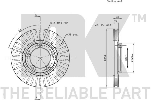 Bromsskiva Ventilerad, Framaxel Nk 203029 NK