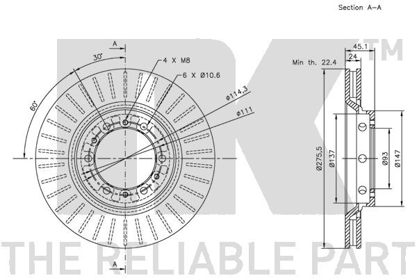 Bromsskiva Ventilerad, Framaxel Nk 203030 NK