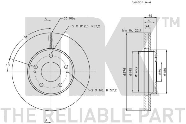 Bromsskiva Ventilerad, Framaxel Nk 203034 NK