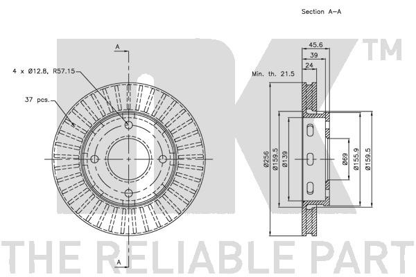 Bromsskiva Ventilerad, Framaxel Nk 203035 NK