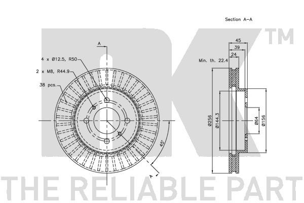 Bromsskiva Ventilerad, Framaxel Nk 203039 NK