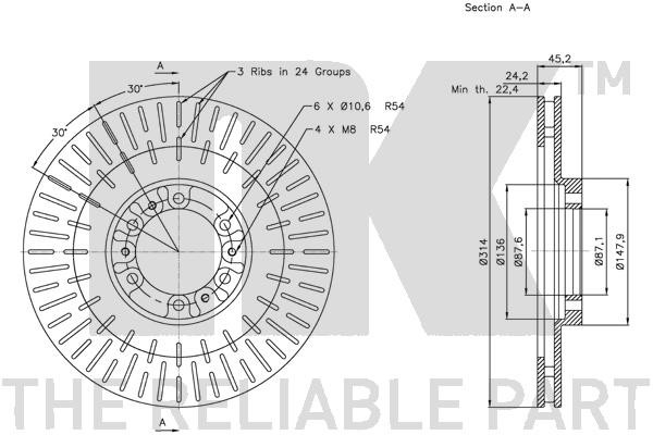 Bromsskiva Ventilerad, Framaxel Nk 203044 NK