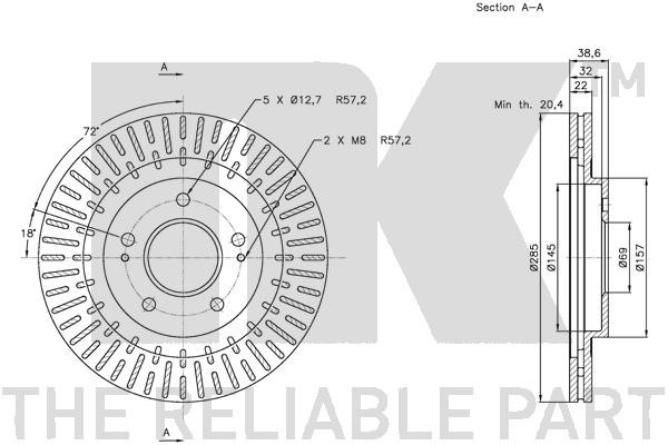 Bromsskiva Ventilerad, Framaxel Nk 203048 NK