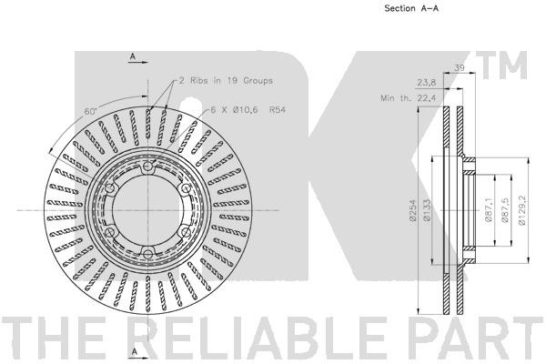 Bromsskiva Ventilerad, Framaxel Nk 203051 NK