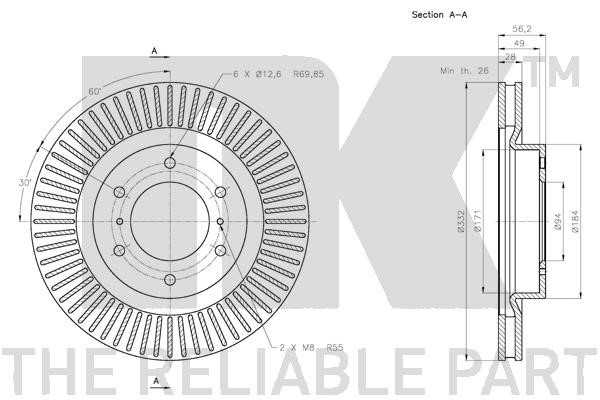 Bromsskiva Ventilerad, Framaxel Nk 203055 NK