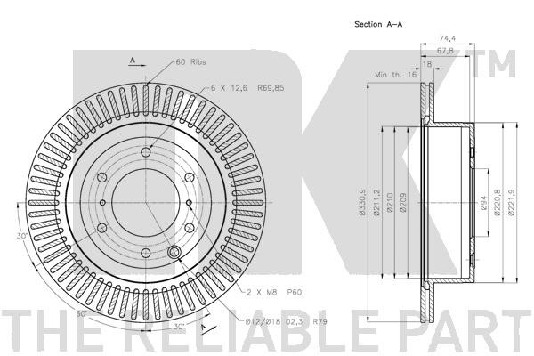 Bromsskiva Ventilerad, Bakaxel Nk 203056 NK