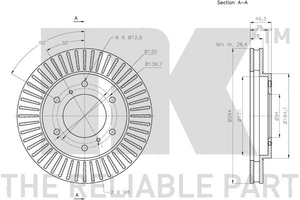 Bromsskiva Ventilerad, Framaxel Nk 203059 NK