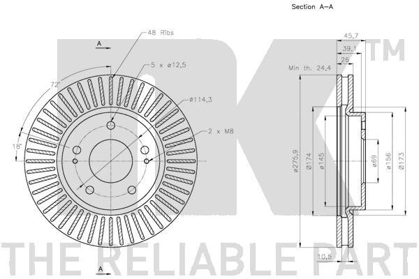 Bromsskiva Ventilerad, Framaxel Nk 203060 NK