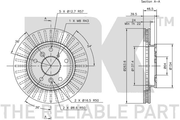 Bromsskiva Ventilerad, Framaxel Nk 203220 NK