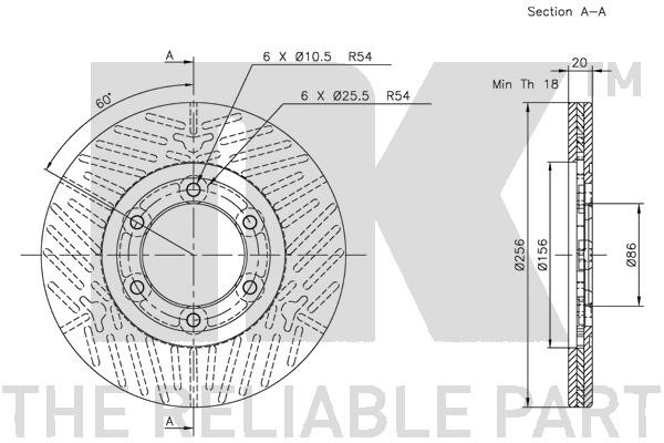 Bromsskiva Ventilerad, Framaxel Nk 203222 NK