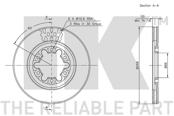Bromsskiva Ventilerad, Framaxel Nk 203224 NK