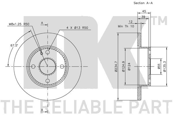 Bromsskiva Solid, Framaxel Nk 203225 NK
