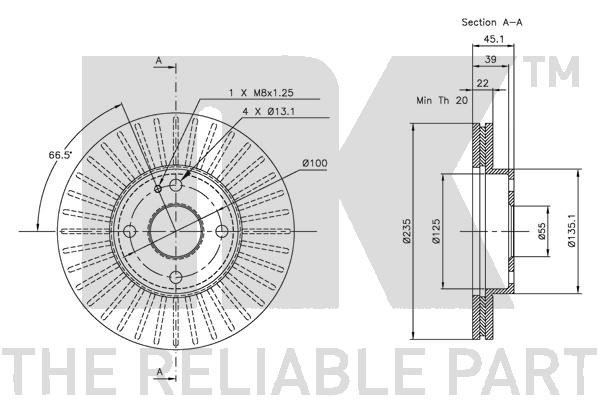 Bromsskiva Ventilerad, Framaxel Nk 203232 NK