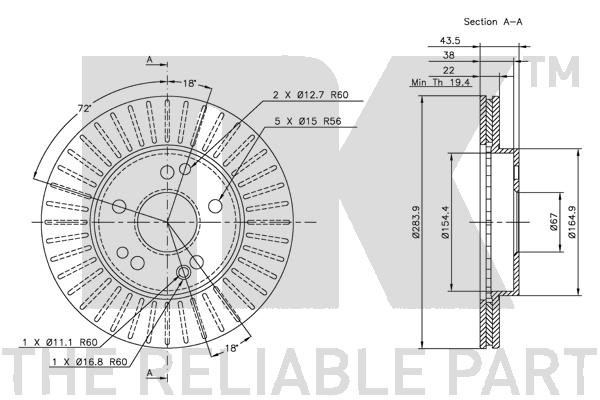 Bromsskiva Ventilerad, Framaxel Nk 203308 NK